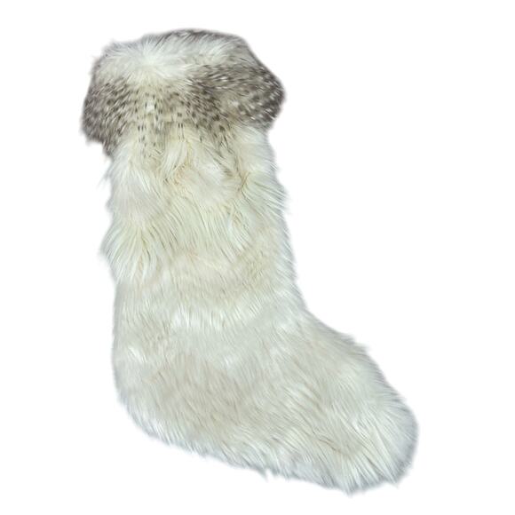 Anthropologie Other - Anthropologie North Pole Cream Faux Fur Christmas Stocking Shaggy Holiday